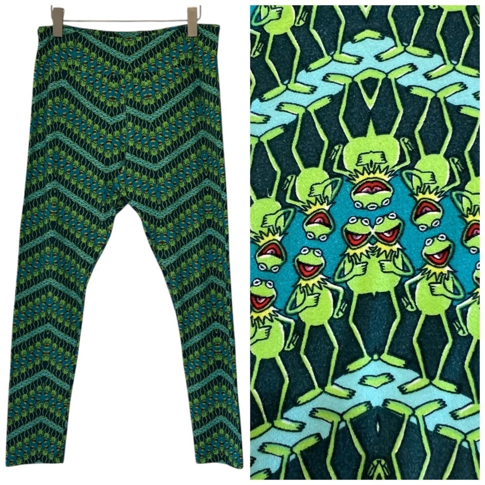LuLaRoe Kermit the Frog Print Tall & Curvy Leggings TC